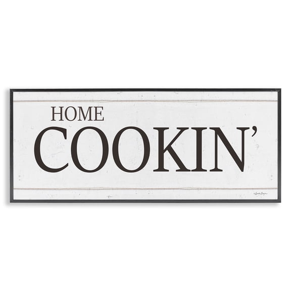 Stupell Industries Home Cookin' Phrase Food & Beverage Painting Black Framed Art Print Wall Art, 24 x 10