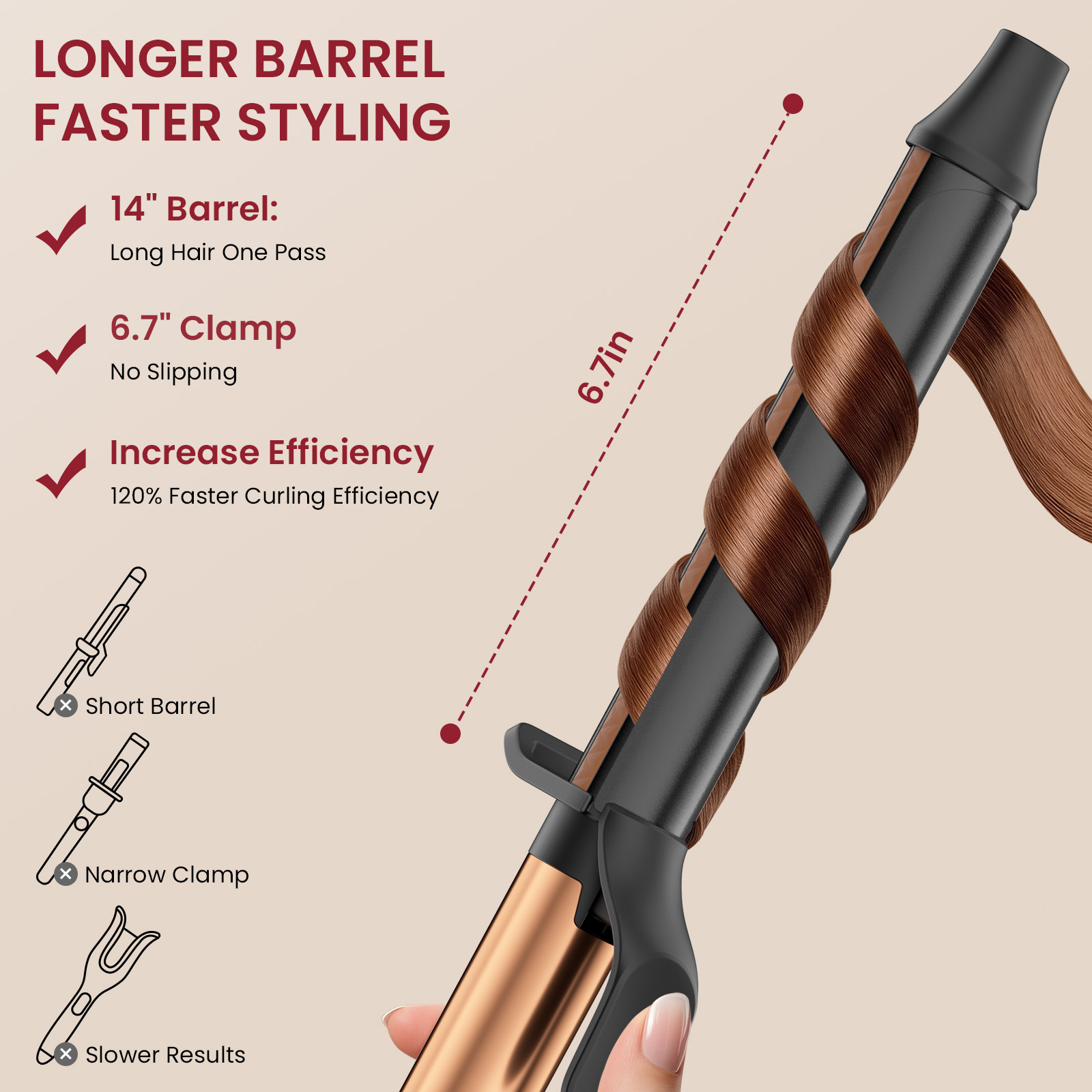 Raccomb 1.25 Inch Professional Ceramic Curling Iron photo 3