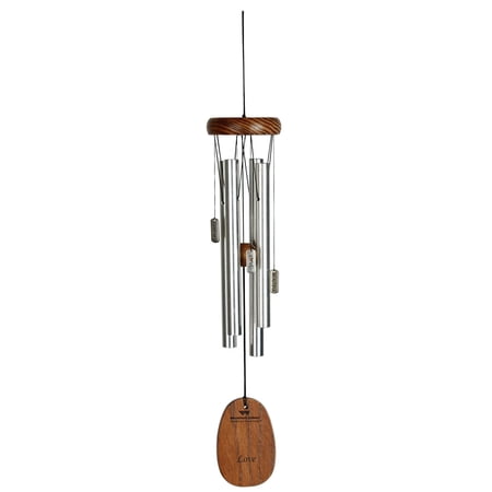 Woodstock Wind Chimes Signature Collection  Woodstock Charm Chime  16   Love Silver Wind Chime CHCL