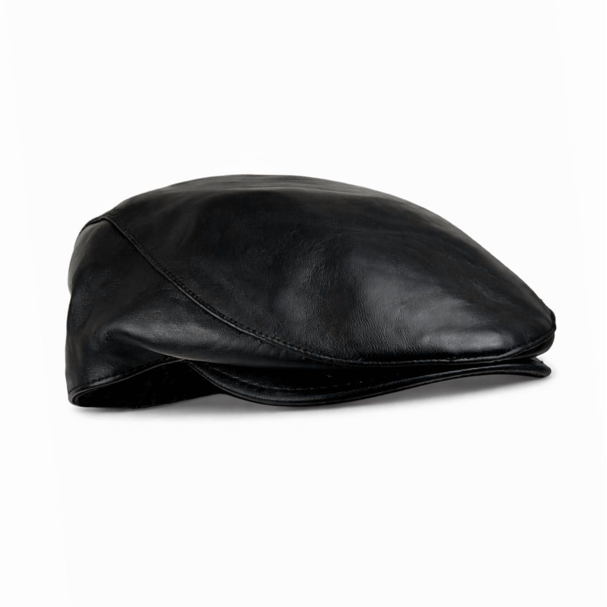 Handmade Men’s Real Leather Newsboy Cap – Vintage Sheepskin Leather Flat Cap, Classic Cabbie Driver Ascot Hat