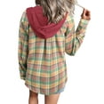 thumbnail image 2 of ZXSXSY Women Christmas Plaid Patchwork Single-Breasted Drawstring Hooded Outwear Coat, 2 of 7