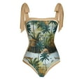 thumbnail image 3 of Baqcunre Vintage Colorblock Abstract Floral Print 1 Piece Swimwear+1 Piece Cover UP Vintage Print Tankini Set Bathing Suit For Women One Piece Swimsuit One Piece Bodysuit Womens Swimsuits,Khaki,L, 3 of 4