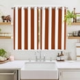 thumbnail image 2 of Burnt Orange Stripe Kitchen Curtains 72 Inch Length, Farmhouse Striped Abstract Art Grommet Top Bedroom Living Room Curtains, Light Filtering Cafe Curtain Drapes 2 Panels Set 104''x72'', 2 of 9