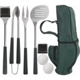thumbnail image 1 of 8 piezas Bbq Grill Set de herramientas. Tenedor de acero inoxidable extra grueso, espátula, pinzas y cepillo de limpieza-Accesorios completos de parrilla estilo golf con calor largo-re Feliz Sencillez, 1 of 5