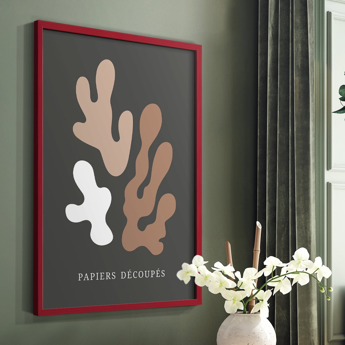 Matisse CDV in Red Solid Wood Framed Print No Nail Hanging