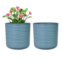 GreenShip 2 Pack Planters for Indoor Plants,8 inchPlant Pots with Drainage Hole,Flower Pots,Blue