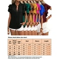 thumbnail image 2 of Gomelly Ladies Tops Plain Solid Color Shirts Loose Blouse Women Elegant Office Tunic Shirt Double Layer Ruffles Short Sleeve Claret S, 2 of 2