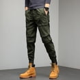 thumbnail image 3 of SWSMCLT Men's Drawstring Summer Elastic Waist Harem Trousers Ankle Pants Winter Fashion Work Utility Pants Army Green 32, 3 of 4
