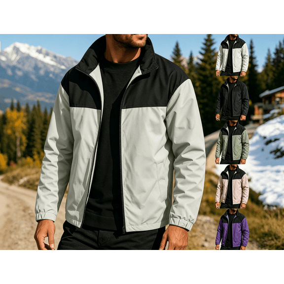 Mens Softshell Jacket -Water Resistant Windbreaker Bomber Jacket Performance Mens Rain Jacket for Hiking Running Jogging Size XXS-XL White