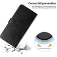 thumbnail image 6 of For Samsung Galaxy A56 5G 6.7" Flower Embossed Buckle Case, Card Slots/Pocket, PU Leather Flip Wallet Case With Short Wrist Strap,Black,For Galaxy A56 5G, 6 of 7