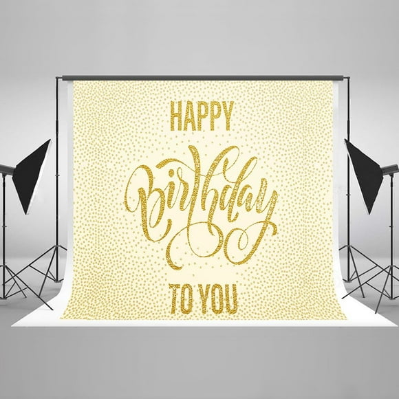 YUSDECOR 7x5ft Happy Birthday Backdrops for Photographers Golden Spot Background Photo Booth Studio Backdrop Photography Props