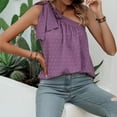 thumbnail image 6 of Womens Slanted One Shoulder Tops Dressy Casual Tie Bow Knot Sleeveless Flowy Chiffon Blouse Tunic Shirts Purple M, 6 of 8