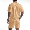 thumbnail image 3 of Men'S Quick Dry Breathable Athletic Tracksuits Short Sleeve T Shirt And Shorts Set For Summer Running Workout And Gym Training,Khaki,S, 3 of 7