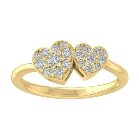 ARAIYA FINE JEWELRY 10K Yellow Gold Lab-Grown Diamond Heart Ring (2/5 cttw Round-shape Lab-Grown Diamonds (D-F Color, VS Clarity) Size 6.5