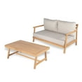 thumbnail image 3 of Christopher Knight Home Outdoor 2-Piece Wood Patio Furniture Set, Loveseat with Coffee Table, Beige Cushions, Teak Finish, 3 of 13