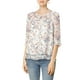 thumbnail image 5 of INSPIRAR CHIC Blusa de Chifón Floral para Mujeres de Manga 3/4 Cuello Redondo con Dobladillo Volante Blanco-Rosa Floral 3XL, 5 of 7