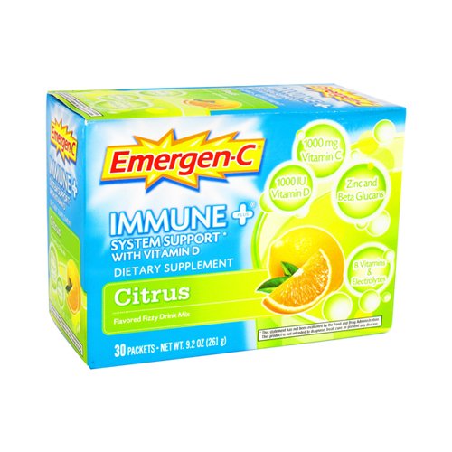 Alacer Emergen C Immune Plus Vitamin D Drink Mix Packets, Citrus Flavor