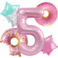 thumbnail image 1 of Decoraciones de cumpleaños con globos Dokuna Donut para el quinto cumpleaños, 1 of 5