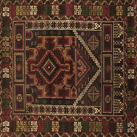 Ahgly Company Indoor Square Persian Brown Traditional Area Rugs, 3' Square
