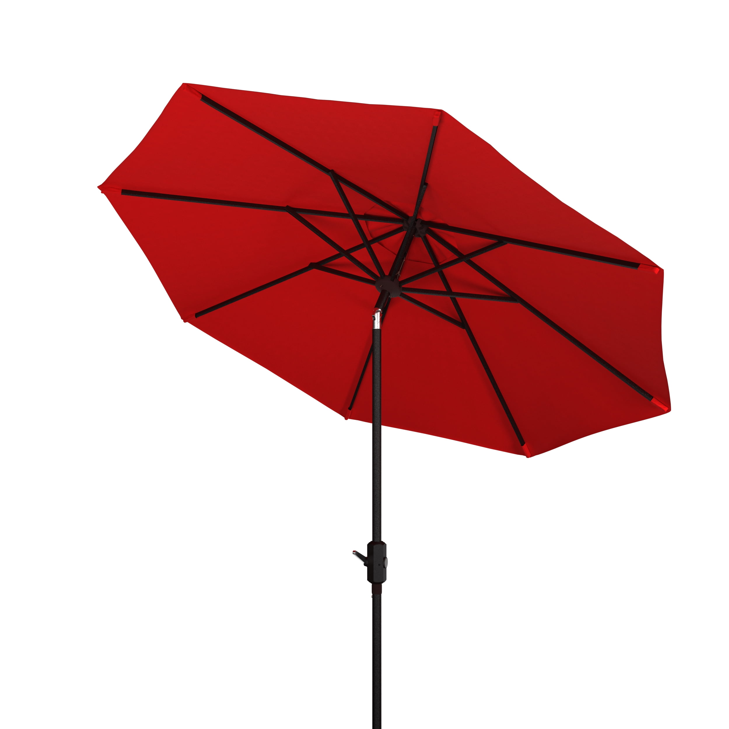 SAFAVIEH Ortega 9' Market Crank Auto Tilt Patio Umbrella, Red