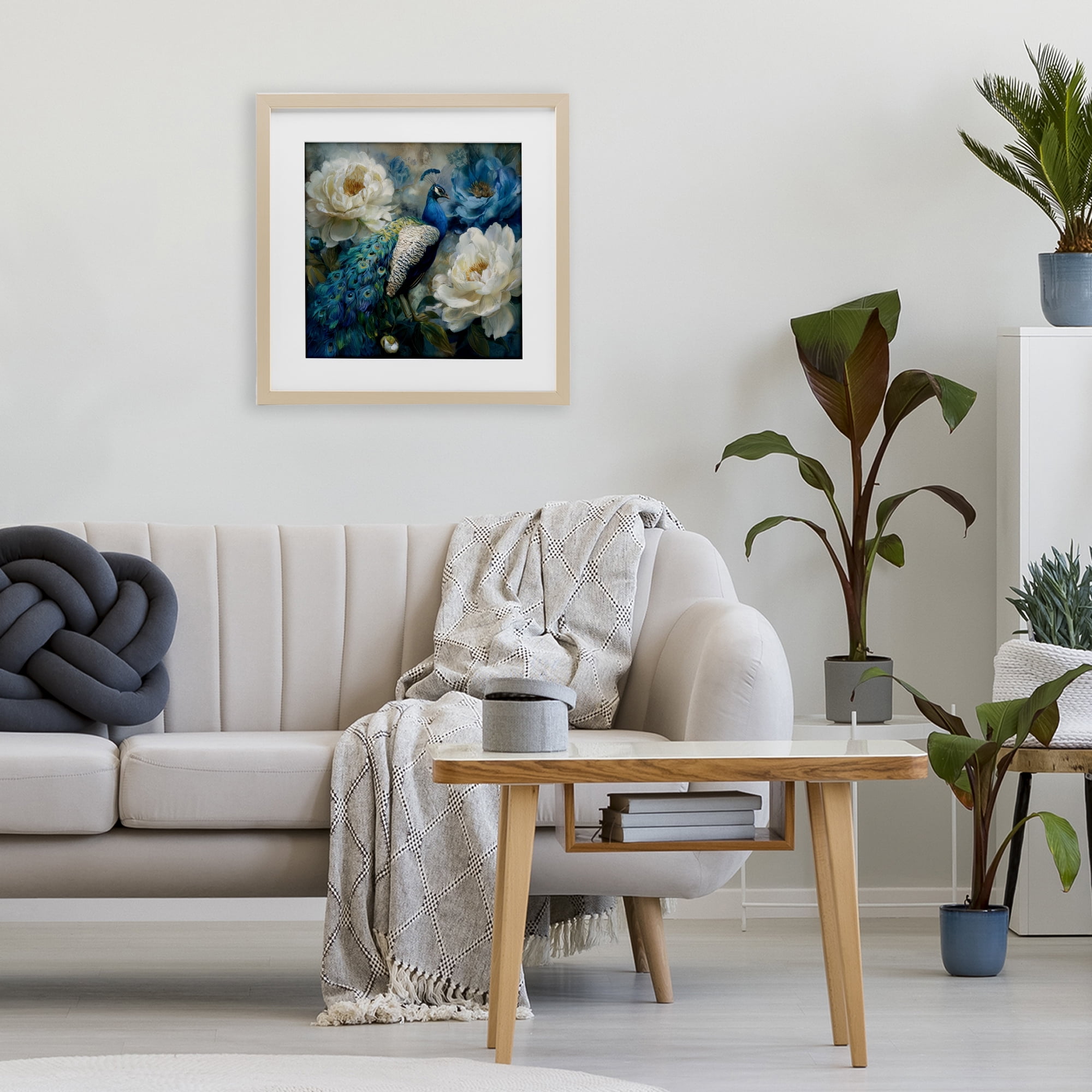 Stupell Industries Pretty Peony Peacock Birch Framed Print Under Glass, design by Tina LeCour