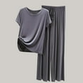 thumbnail image 2 of IROINNID Sleepwear Sets for Women Two Pieces Pajamas Cozy Leisure Top and Oversized Pants Casual Homewear Set,Gray A, 2 of 2