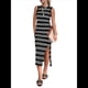 thumbnail image 1 of Vestidos de Verano 2025 para Mujer, Informales, Sin Mangas, de Punto Calado, con Abertura Lateral, A Rayas, Vestido Midi de Tirantes. Negro L, 1 of 8