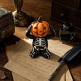 thumbnail image 4 of Set of 3 See No Hear No Speak No Evil Skeleton Pumpkin Figurines Resin Halloween Tabletop Decoration Fall Thanksgiving Home Decor for Mantel Shelf, 4 of 6