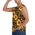 thumbnail image 3 of Xecao Yellow Black Plaid Sunflower Print Men's Tank Top: Sleek Sleeveless Tee for Casual Sports and Beach Occasions-X-Large, 3 of 7