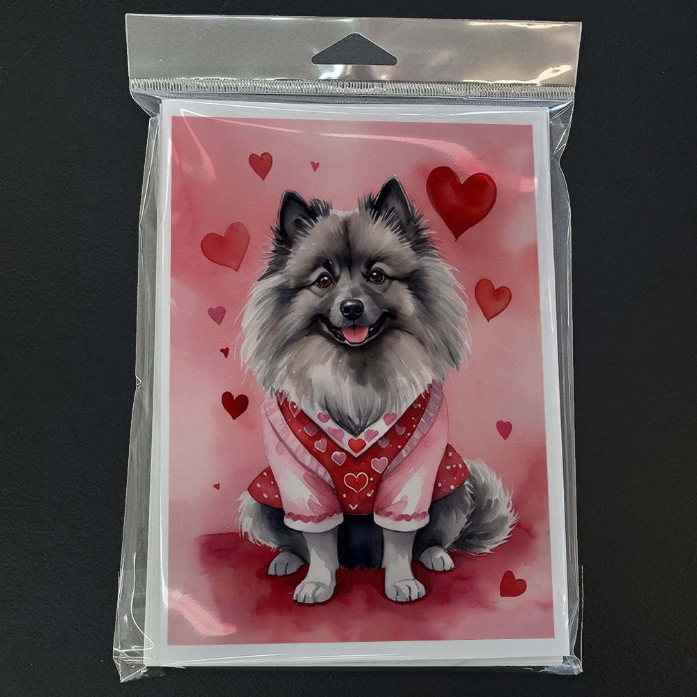 Keeshond My Valentine Greeting Cards Pack of 8 7 in x 5 in
