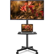RTVR Modern Rolling TV Stand Mobile TV Cart for 32 to 65 inch Flat Panel Screens, Swivel Black