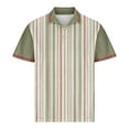 thumbnail image 4 of SGFCWSX Mens Short Sleeve Polo Shirt, Men Classic Button Collar Comfortable Striped Casual Golf Shirts Army Green Size S, 4 of 5
