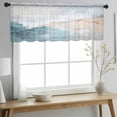 thumbnail image 2 of Teal Beige Valance Curtains for Kitchen/Living Room/Bathroom/Bedroom Window, Rod Pocket Small Topper Half Short Window Curtains Voile Sheer Scarf, Modern Oil Painting Art Coastal 42"x18", 2 of 8