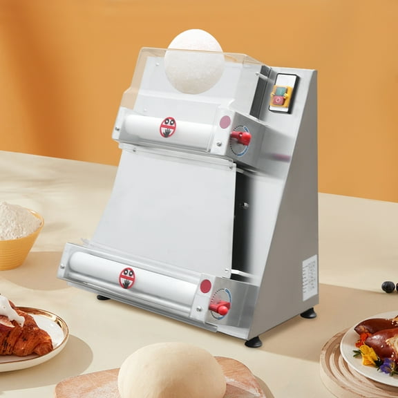 Pizza Dough Roller Sheeter – Semi-Automatic Stainless Steel Dough Press, 10-40cm Pizza Size, 370W, 5-Second Dough Shaping for Pizzerias & Restaurants