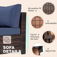 thumbnail image 3 of 7 Piece Patio Furniture Set, All-Weather Outdoor PE Rattan Sectional Sofa with Glass Coffee Table for Backyard Garden, Blue, 3 of 8