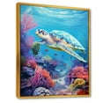 thumbnail image 2 of Designart "Submerged Turtle Seascape" Coastal Coral Under Water Floater Framed Canvas Prints, 2 of 5