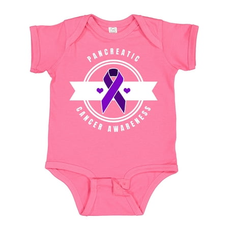 

Inktastic Pancreatic Cancer Awareness with Purple Ribbon Banner and Hearts Gift Baby Boy or Baby Girl Bodysuit