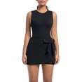 thumbnail image 3 of Hrsba Sleeveless Dresses for Women Solid Color Crew Neck Tennis Jumpsuit with Built-In Safety Shorts Summer Dresses, 3 of 6