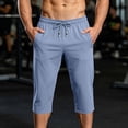 thumbnail image 2 of LODIENY Mens Large Size (M-5XL) Straight Leg Capri Pants Loose Fit Lightweight Breathable Drawstring Casual Sweatpants with Zipper Pockets Blue M, 2 of 9