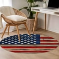 thumbnail image 5 of Vintage American Flag Round Area Rug 4 FT, Non Slip Indoor Outdoor Rug, Blue Star Red Striped Wooden Washable Soft Circular Carpet Non-Shedding Floor Mat for Coffee Table Nursery Foyer Balcony, 5 of 9
