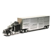 Kenworth W900 Pot Belly Livestock Truck, Black - New Ray 10783A - 1/32 scale Model Replica