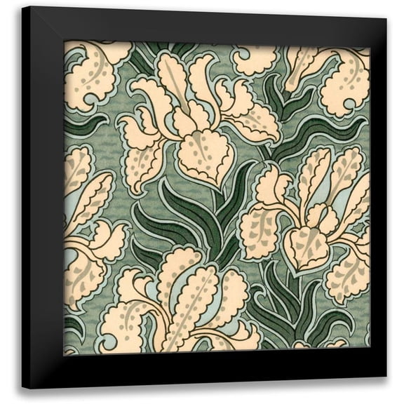 Vision Studio 12x12 Black Modern Framed Museum Art Print Titled - Nouveau Textile Motif II
