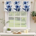 thumbnail image 2 of Blue Floral Spring Curtain Valances for Windows, Kitchen Valance Window Treatments Panel 2 Pack, Vintage Verdant Flower Patterns Rod Pocket Short Curtains for Bathroom Bedroom 42 x 12 Inch, 2 of 8
