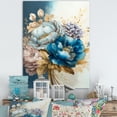 thumbnail image 2 of Designart Golden Blue Flower Arrangement IV Canvas Wall Art, 2 of 5