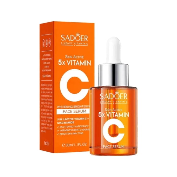 SADOER Ensemble-Cadeau de Soins de la Peau K-Beauty à la Vitamine C, 7 Pcs - Routine Quotidienne au Style Éclat, Tous Types de Peau