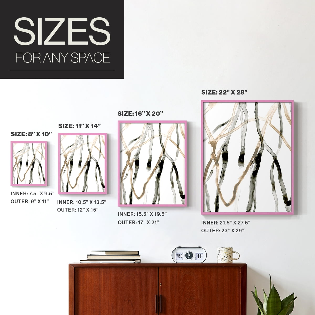 Runnel XI in Pink Solid Wood 8 x 10 Framed Print