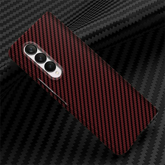 SaniMore for Samsung Galaxy Z Fold 5 7.6" 2023 Case, Slim Carbon Fiber Support Wireless Charging Shockproof Anti-drop Lens All-inclusive Heavy Duty Protective Anti-fingerprint Magnetic Cover, Winered