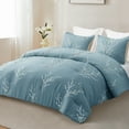 thumbnail image 6 of Exclusivo Mezcla 3-Piece Floral King Size Comforter Set, Microfiber Bedding Down Alternative Comforter for All Seasons with 2 Pillow Shams, Blue, 6 of 6