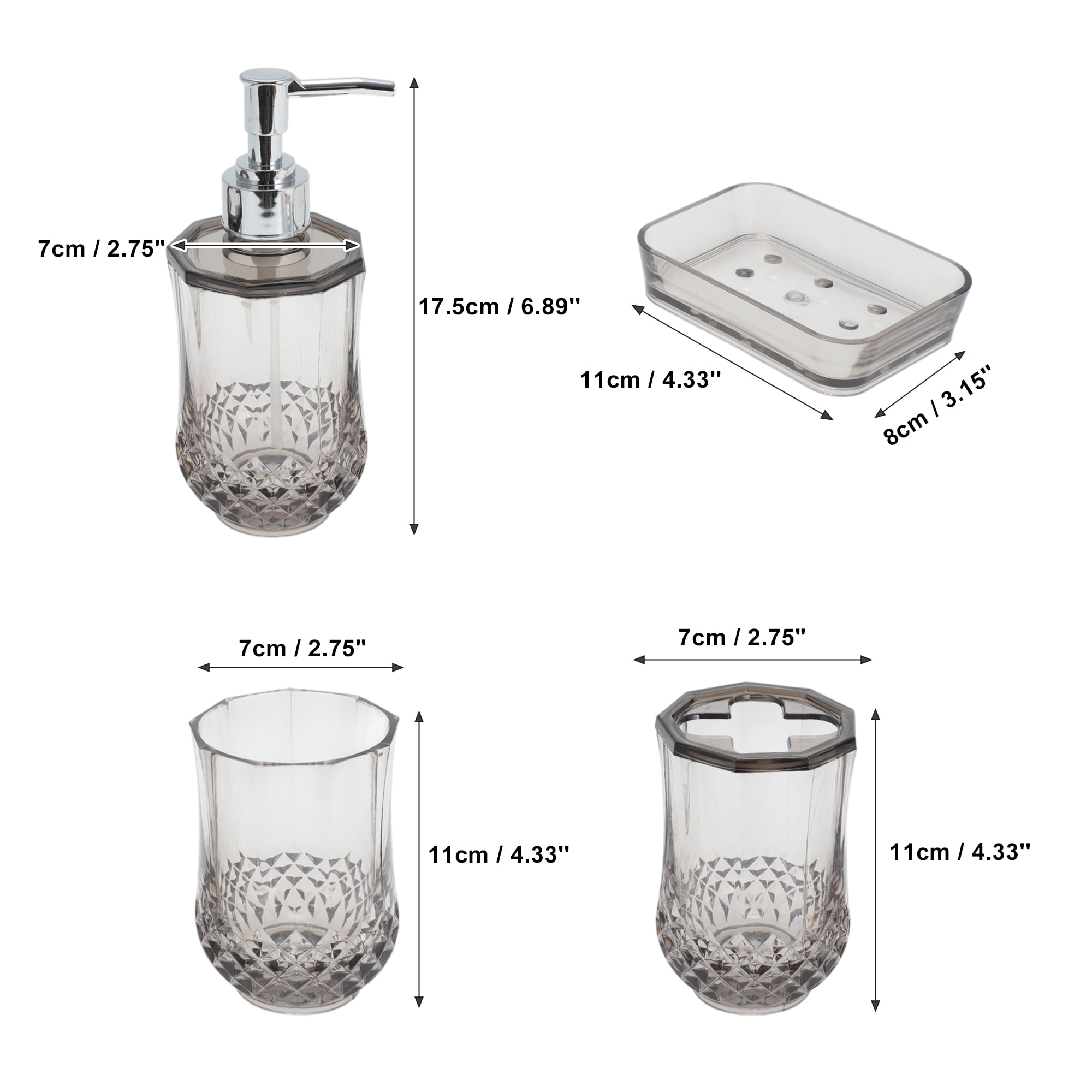 Unique Bargains 4Pcs Durable Bathroom Accessories Set Black