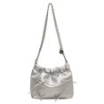 thumbnail image 1 of 3071 Plisado Lazo Tendencia Versátil Bolso Bandolera Mano (Plata) Plata, 1 of 9